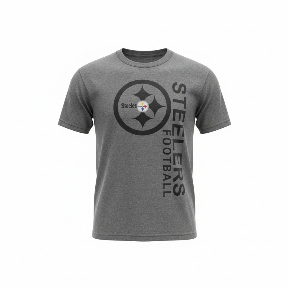 NFL Mens Pittsburgh Steelers Graphic Tee‎ Cotton Blend Sporty Gray M
